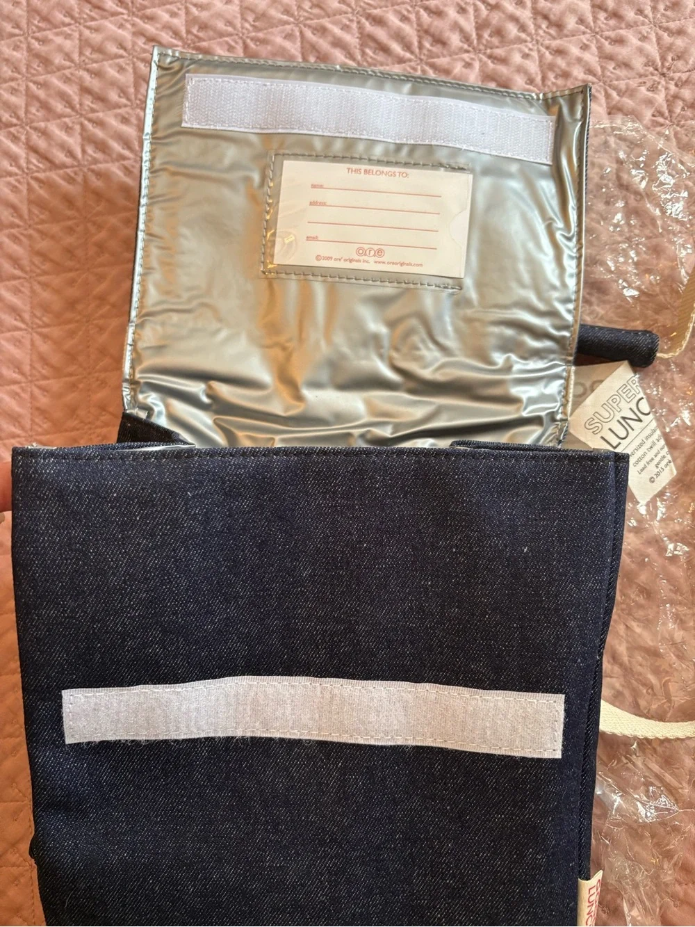 Kids Denim Messenger Lunch Bag - Navy Blue